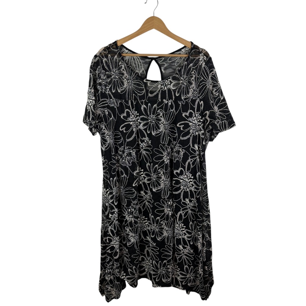 Roz & Ali Floral Embroidered Lace Midi Dress Sz 3X Whimsigoth Fairy Grunge Flowy